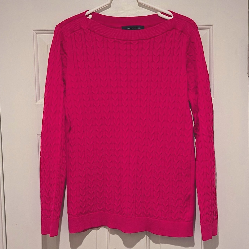 Hot Pink Boat-Neck Cardigan